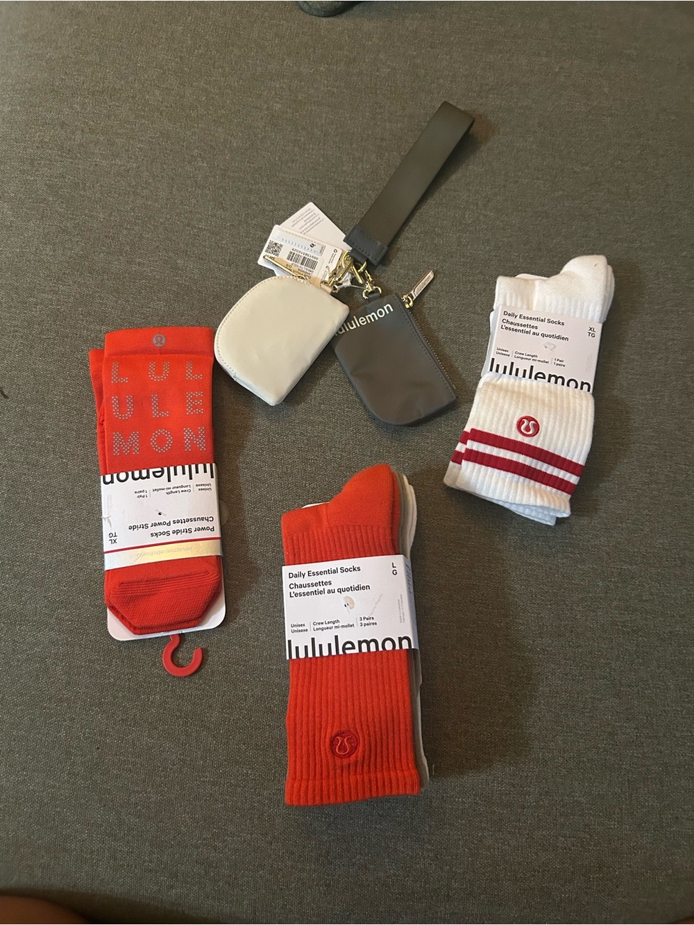 lululemon athletica Dual Wristlet and Socks Bundle - Red, White and Gray
